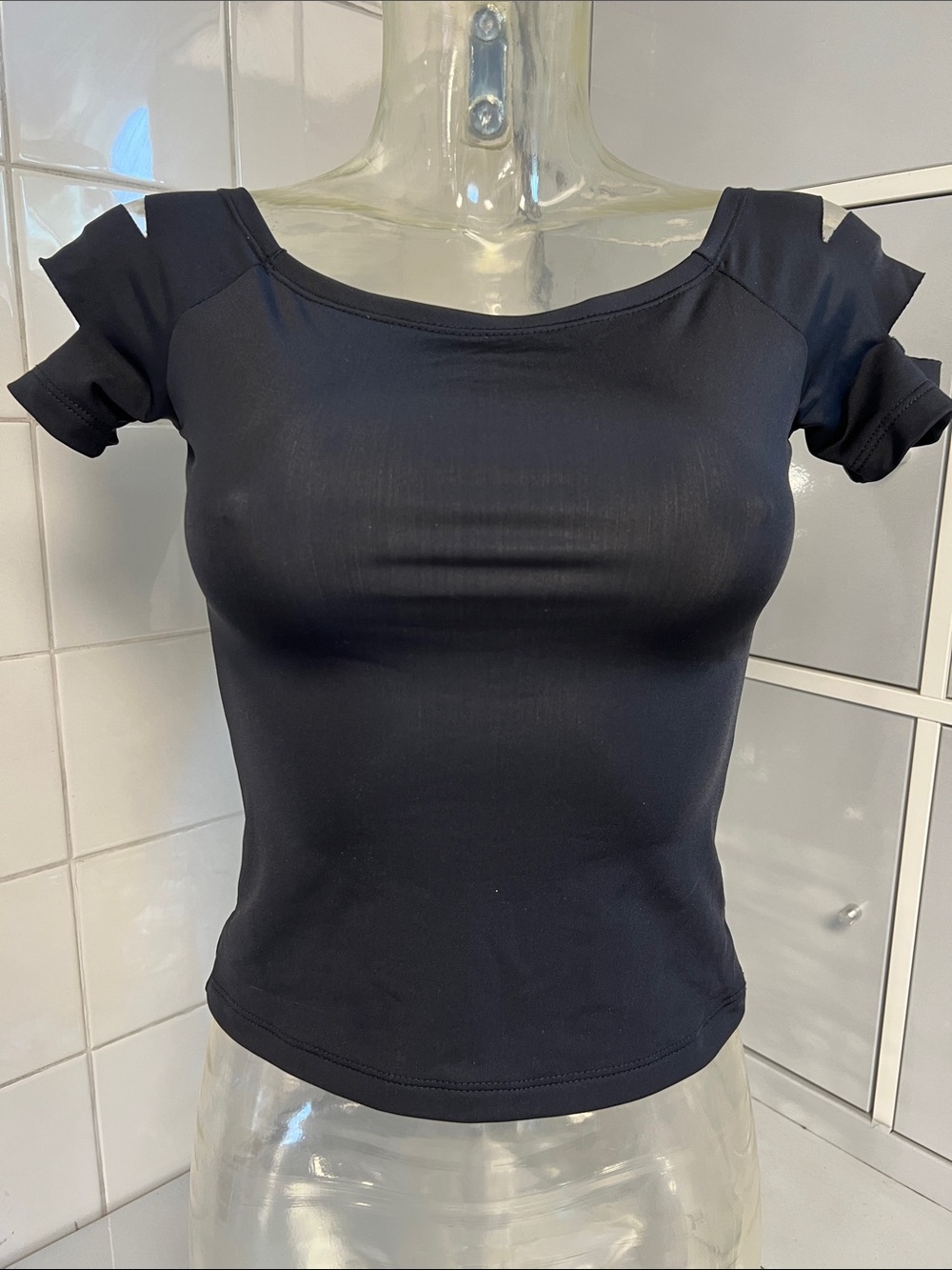 Spandex Slashed Off Shoulder Fitted Baby Tee M NWOT Natalie